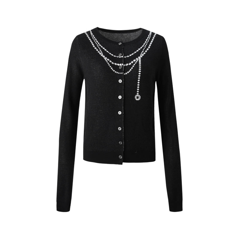 Contrasting Pearl Cardigan