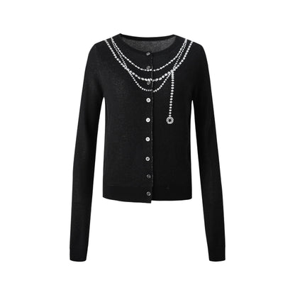 Contrasting Pearl Cardigan