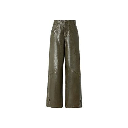 Slim Straight Leather Pants