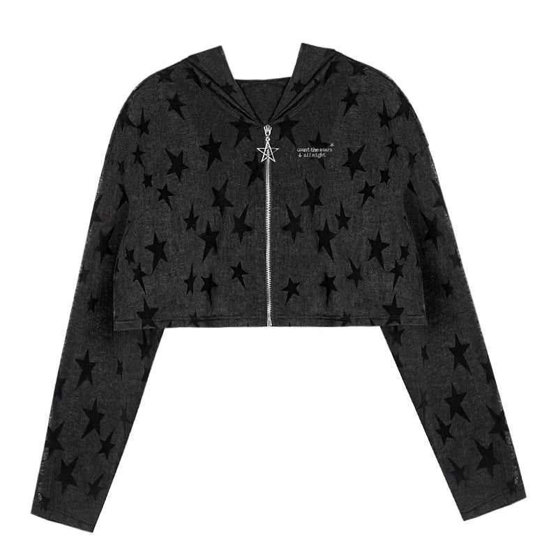 Spicy Hooded Black Star Breathable Jacket