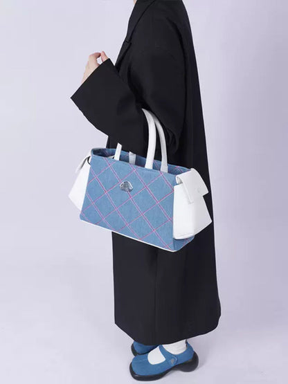 Denim plaid bag