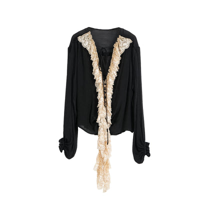 Plant-Dyed Lace Sleeve Shirt Set-Up