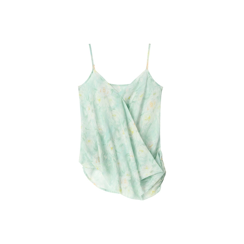 Blue Floral Thin V-Neck Camisole