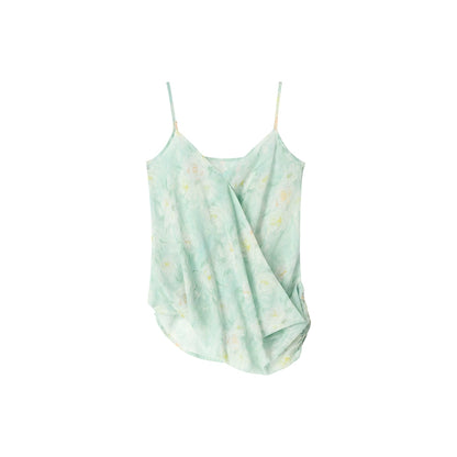 Blue Floral Thin V-Neck Camisole