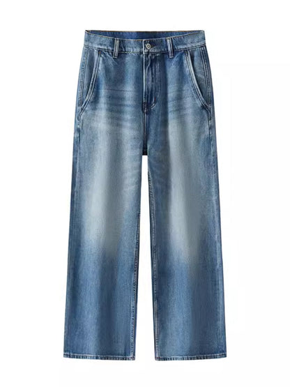 Retro distressed wide leg jeans