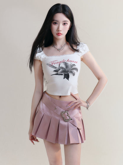 Lily Print Slim T-Shirt