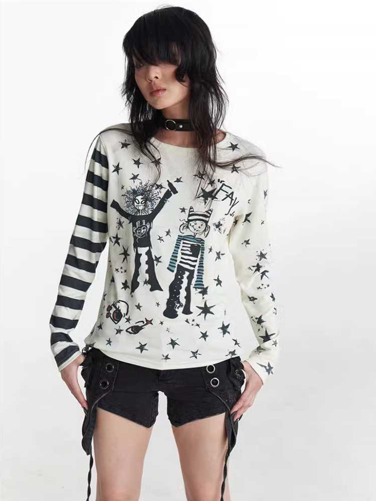 Printed long sleeve t-shirt top