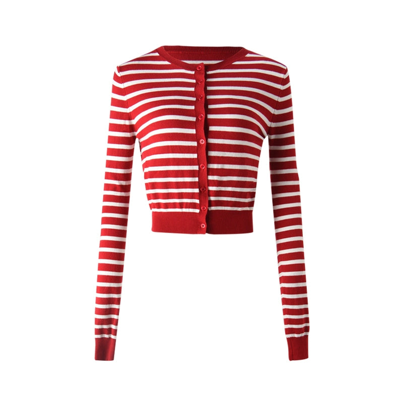 Striped Color-Block Knitted Cardigan