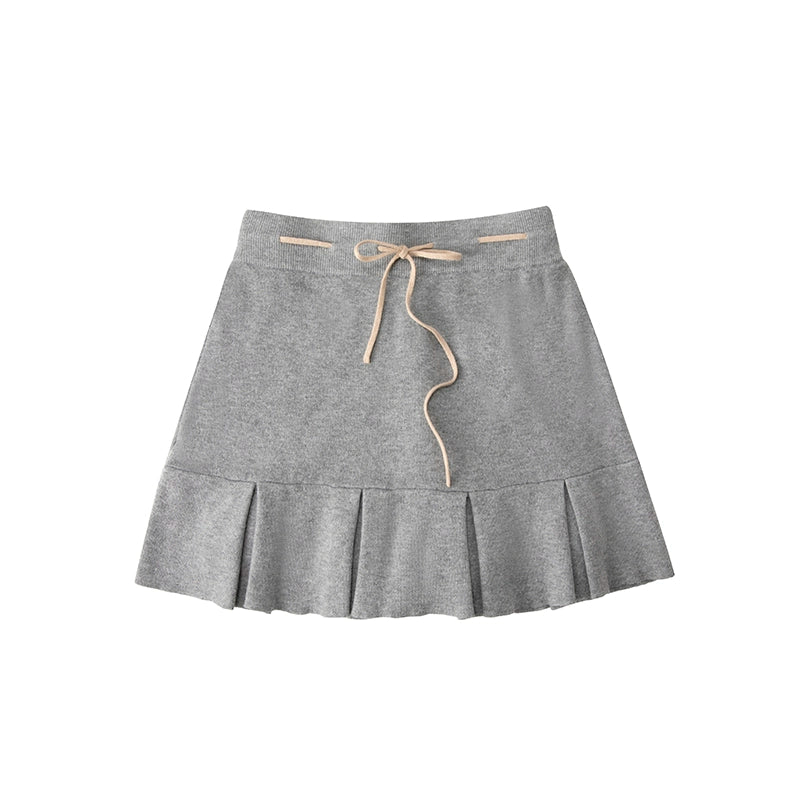 Vintage Gray Knit A-line Skirt Set-Up