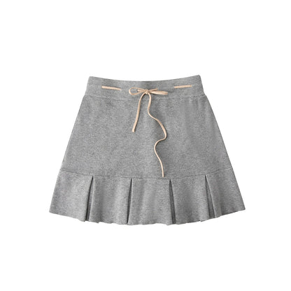 Vintage Gray Knit A-line Skirt Set-Up