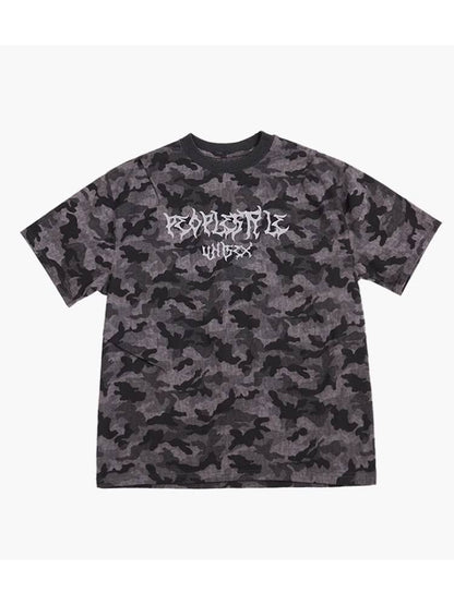 Camouflage print wash T-shirt