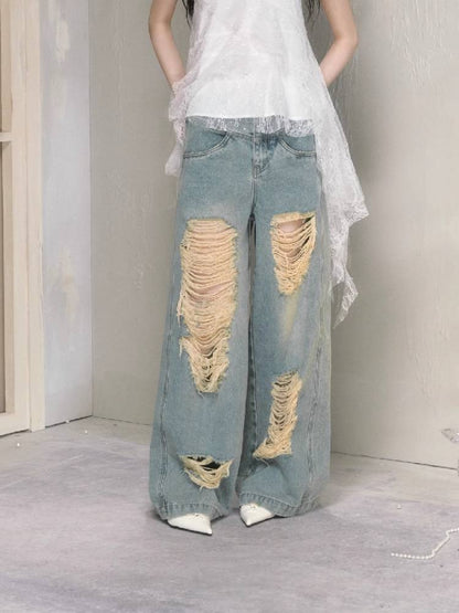 Wide leg high waist jeans