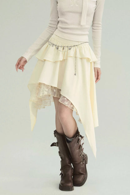 White Butterfly Embroidered Skirt Set-Up