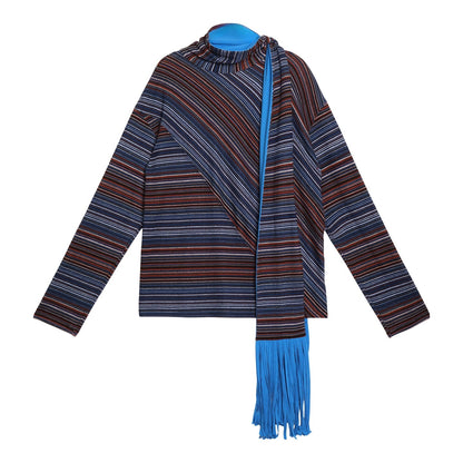 Striped Brushed Long-Sleeved Top