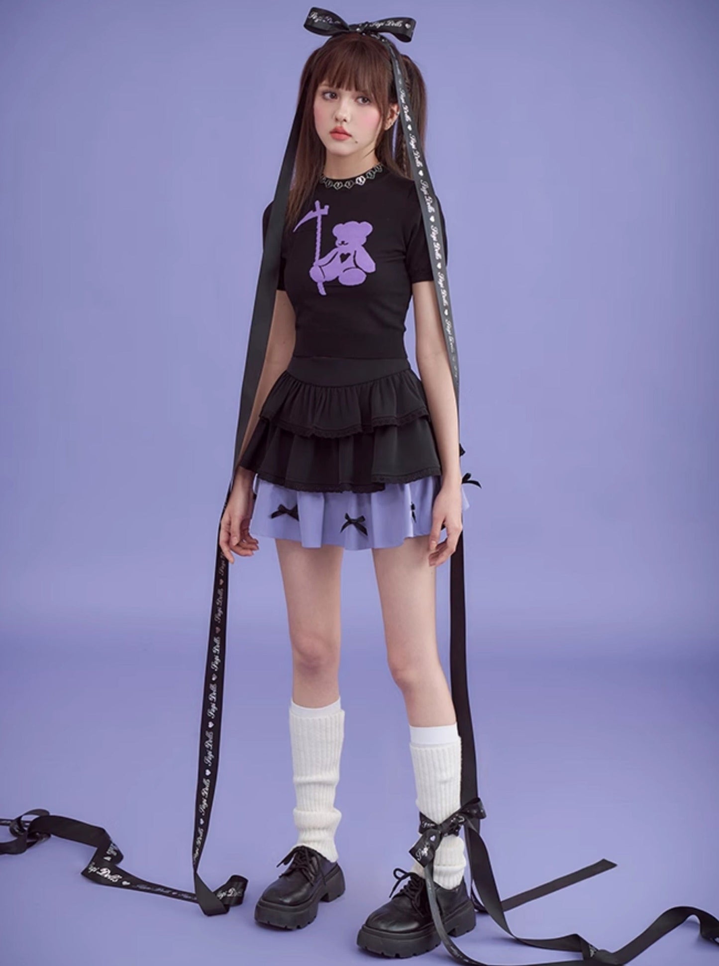 Black Purple Doll Skirt