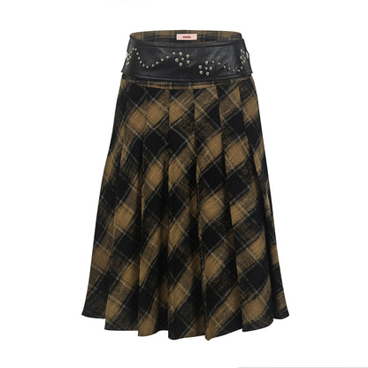 Classic Vintage Plaid Midi Skirt