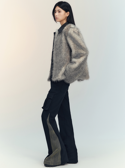 gradient ring fur jacket