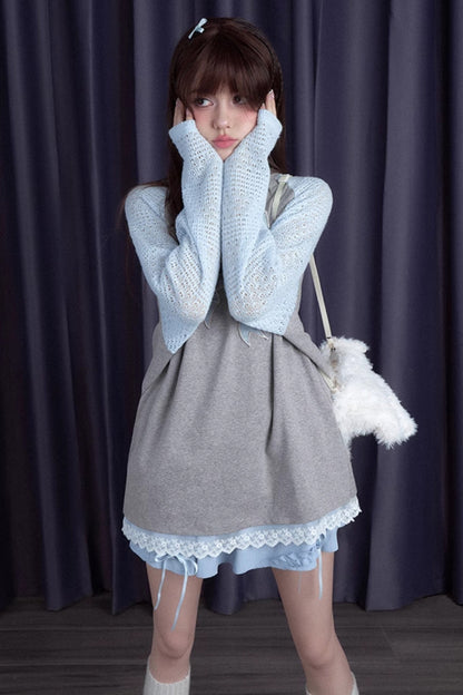 Dreamy Gentle Gray Blue Long Sleeve Top