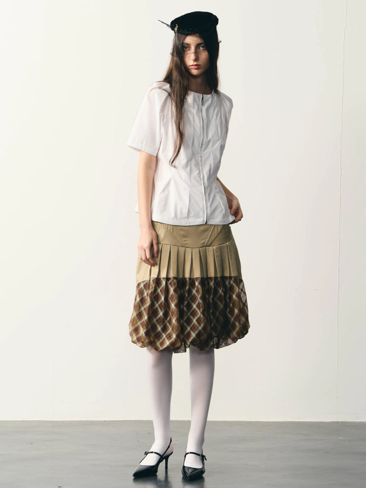 Plaid mesh tutu skirt