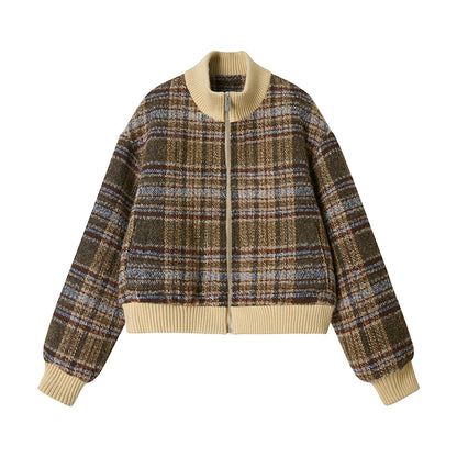 American Retro Plaid Wool Coat