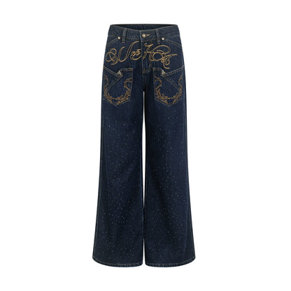 Vintage Embroidered Denim Pants
