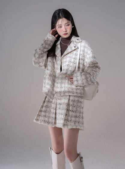 Small fragrant coat with skirt set