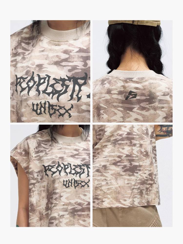 Camouflage sleeveless T-shirt