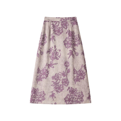 Neon Floral Slit Skirt