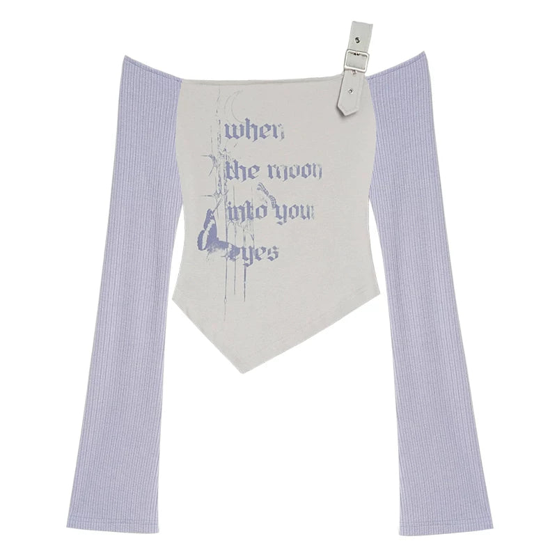Gray-Purple Off-Shoulder Top