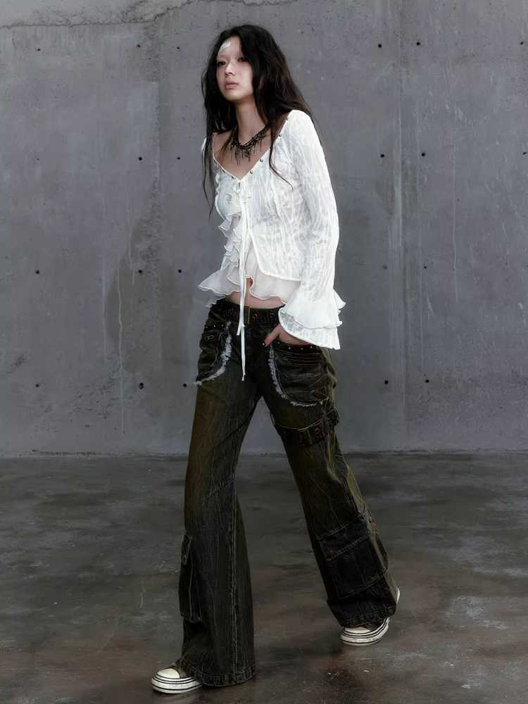 Slim pocket straight pants