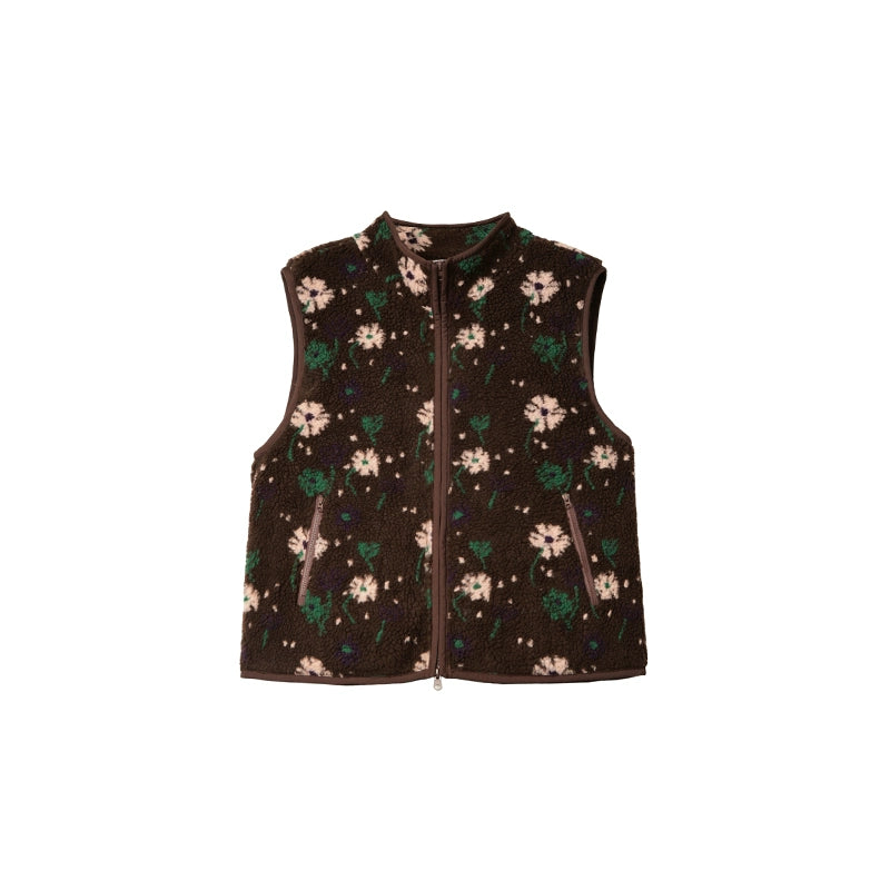 Floral Faux Lamb Wool Vest Jacket Set-Up