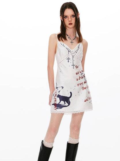 Printed suspender dress