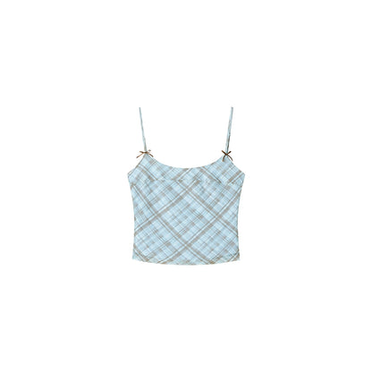 Vintage Checked Camisole Maxi Skirt Set-Up