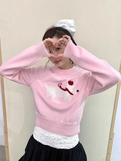 Round neck loose long sleeve knit