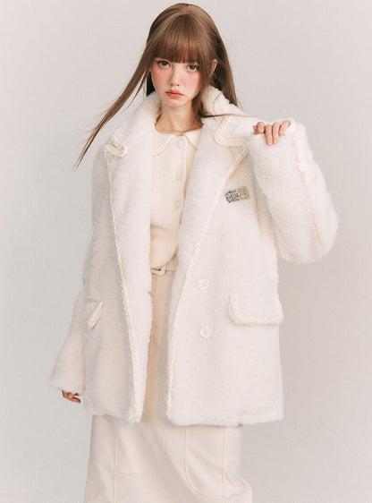 Wool twist white tweed Coat