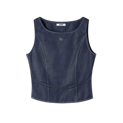 Backless Lyocell Denim Vest