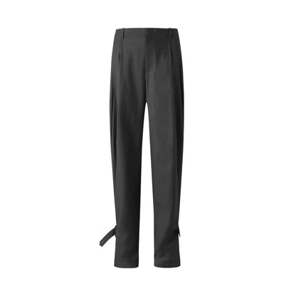 Dark Gray Pleated Suit Pants