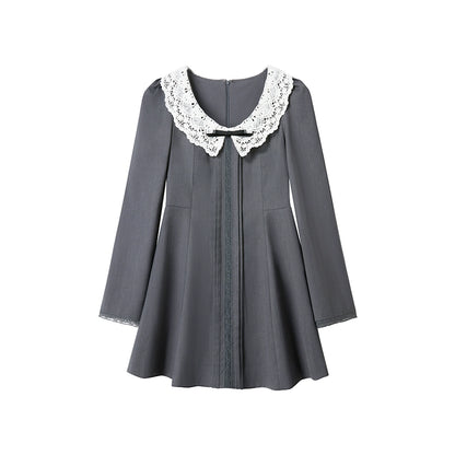 Grey Lace Bow Doll Dress