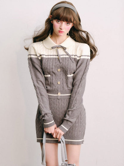 Knitwear Skirt And Jacket Set