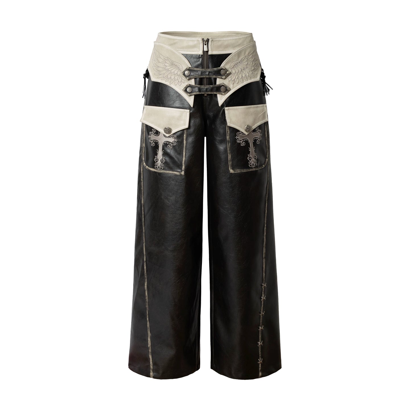 Punk-Lederhose mit Stickerei