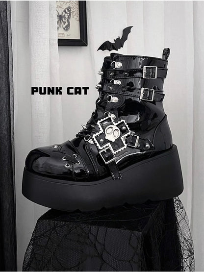 Punk style platform boots