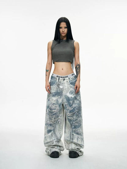 Printed wide leg pants