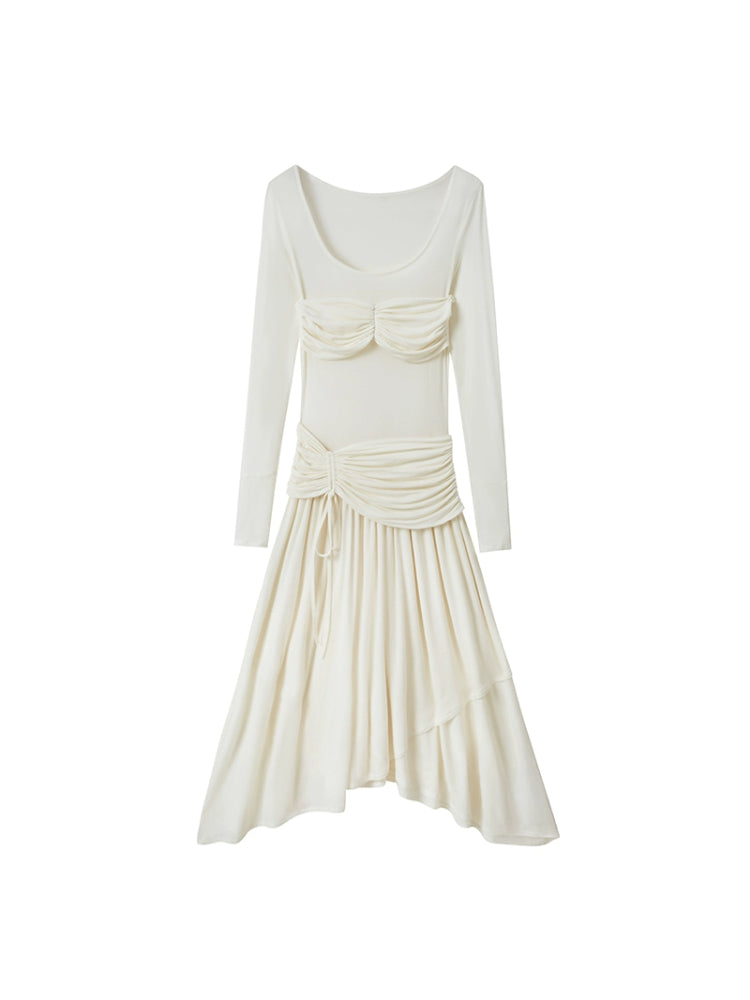 Long sleeve pleated dress