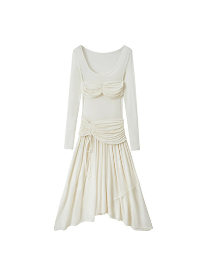 Long sleeve pleated dress