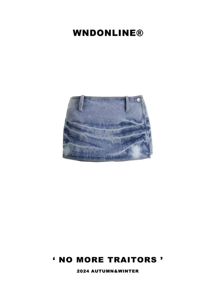 Distressed denim culottes