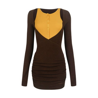 Winter Contrast Slim Dress