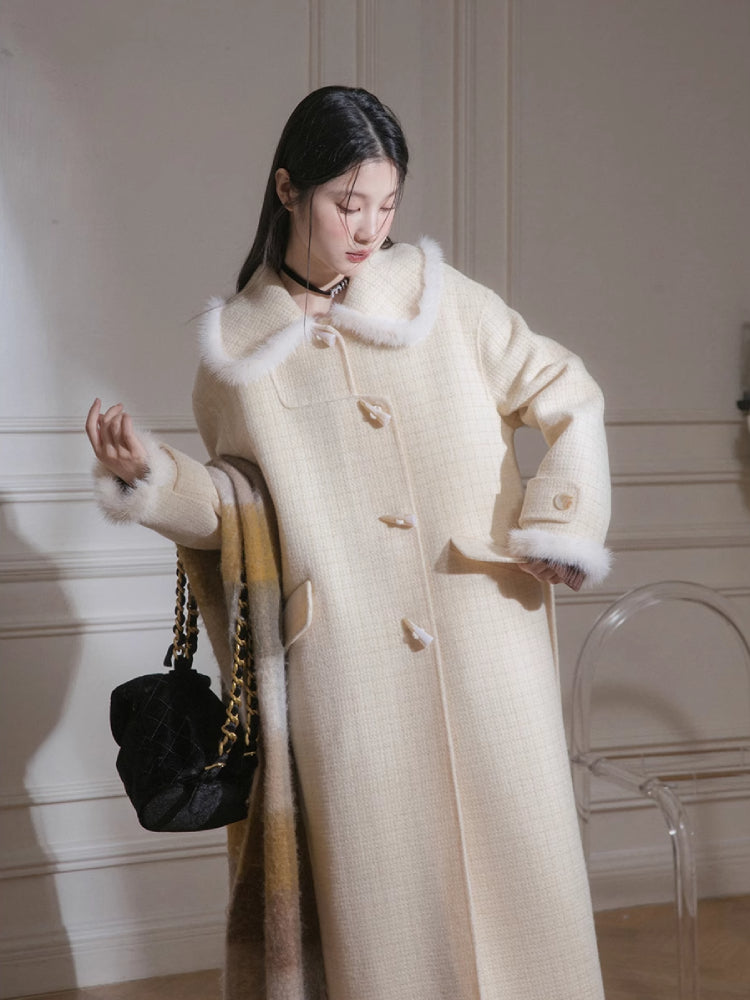 Mink long wool coat