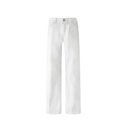 Weiße Mid-Waist Weite Hose