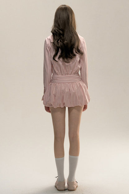 Pink Stripe Doll Collar Dress