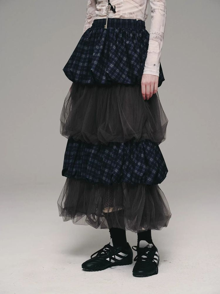 Blueberry plaid cake skirt